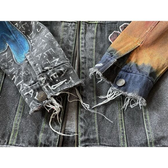 CLIO PETITES painted Women’s Denim Zippers Jacket Size 8 - Picture 8 of 8